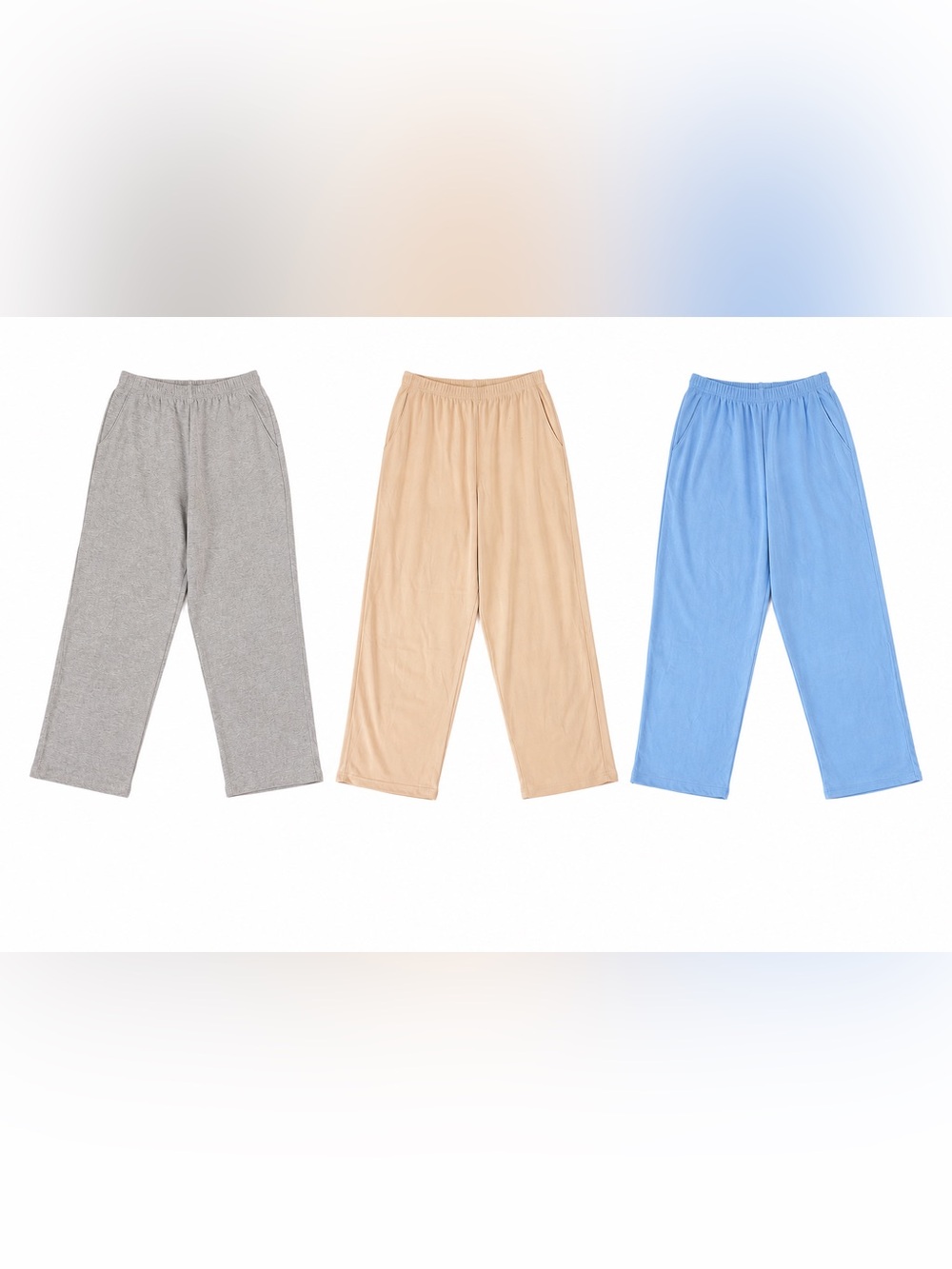 THREE! Lands’ End Women’s Lounge Sweat Pants Gray Beige Blue Size Large 14-16